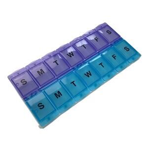 Lettered Days of the Week Locking 14 Compartment Plastic Medication Organizer